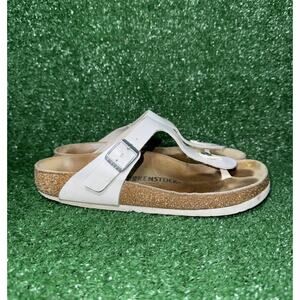Birkenstock Gizeh Sandals Womens Size 8 White Leather Comfort Thong Slides
